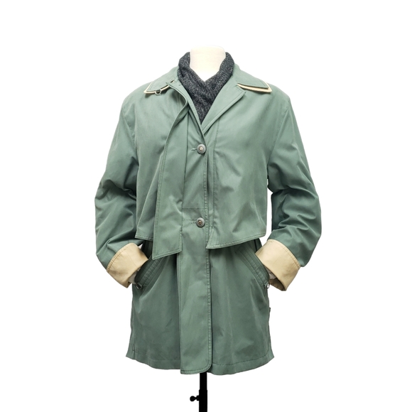 VINTAGE 80s 90s Windbreaker Coat | Green & Yellow | Medium | Nuage Collection - Picture 8 of 13